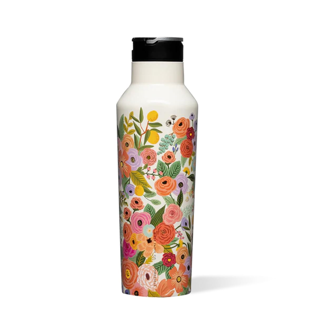 Corkcicle Stainless Steel Floral Wine Glass Tumbler 12 oz - Garden Party Insulated Keeps Beverages Cold 6hrs Hot 3hrs - Non-Slip Easy-Grip