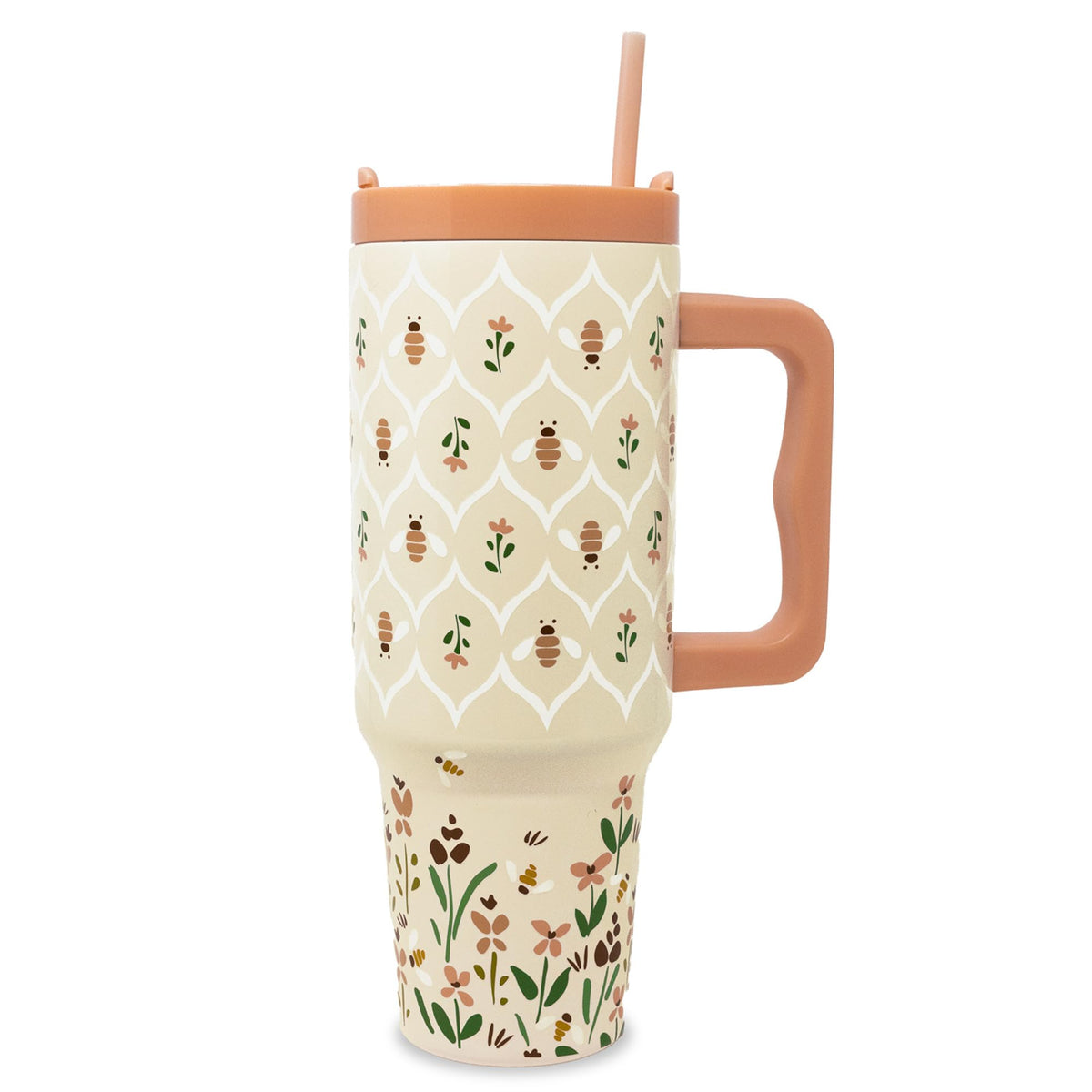 Steel Mill & Co 40 oz Stainless Steel Tumbler with Lid and Handle Insulated/Thermal Travel Water Bottle for Honey Bee Lover Large Tumbler Bees