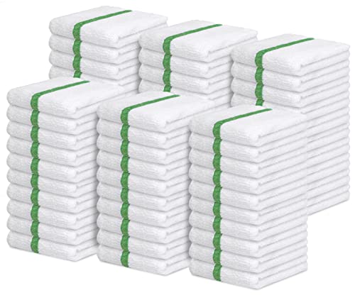 Avalon Towels Terry Bar Mop Towels (Value Pack of 60) Size 16"x19" – Absorbent and Durable Multipurpose Towels Cotton Cleaning Rags Bar Towels Restaurant Towels Reusable Shop Rags (Green)