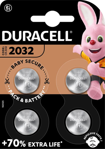 Duracell CR2032 CR2032 Lithium Button Cell Battery 3V (Pack of 4) Ideal for Car Keys Scales Fitness Trackers Medical Devices