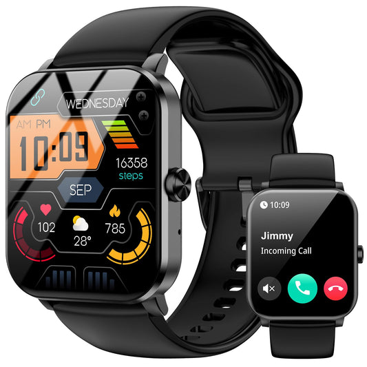 Jacoosa Smart Watch 1.85" HD Smartwatch for Men Women (Answer/Make Calls) Fitness Watch with 120+ Sports Modes IP68 Waterproof Heart Rate/Sleep Monitor Activity Trackers for iOS/Android (Black)