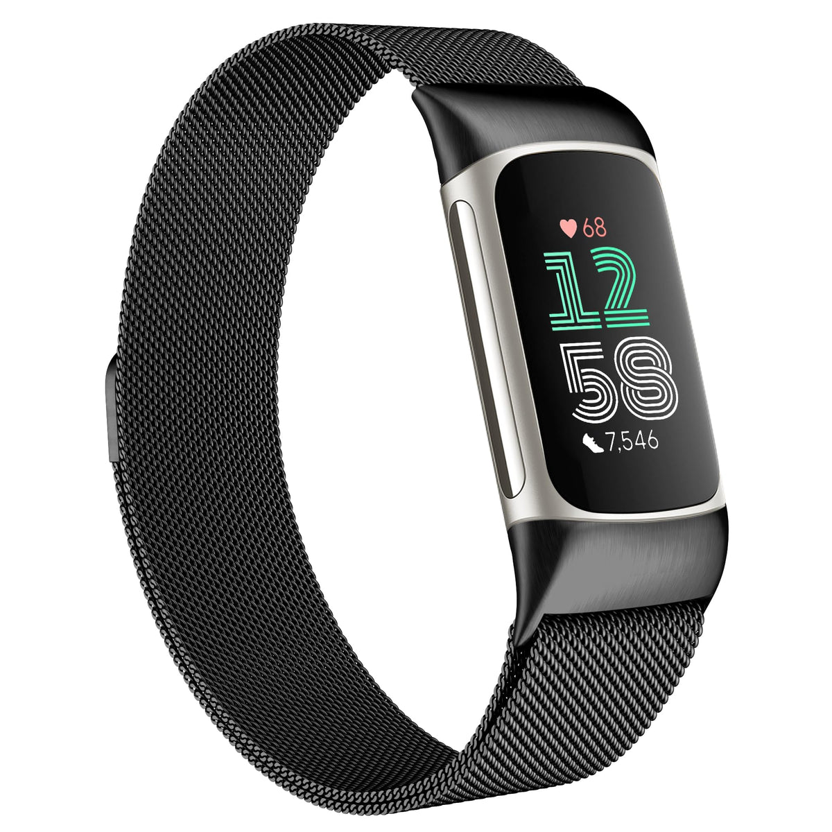 JKD Metal Bands Compatible with Fitbit Charge 6 Bands/Charge 5 Bands Women Men Breathable Mesh Loop Sports Replacement Wristbands for Fitbit Charge 6 /Charge 5 Advanced Fitness & Health Trackers