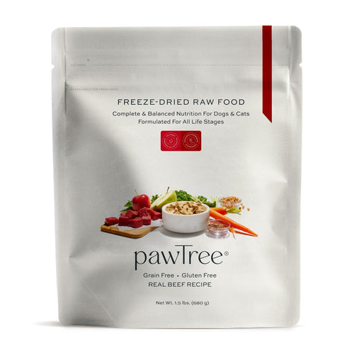 pawTree Freeze-Dried Raw Food for Dogs & Cats. Nutrient-Rich All-Natural Complete & Balanced Nutrition. Real Meat Vegetables & Superfoods Freeze-Dried for Maximum Nutrition (1.5 lbs Beef)