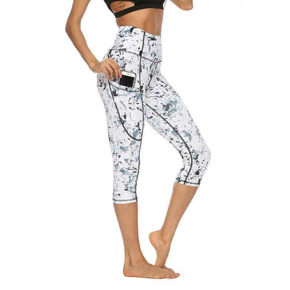 Marble Digital Print Yoga Pants, Stretch Leggings