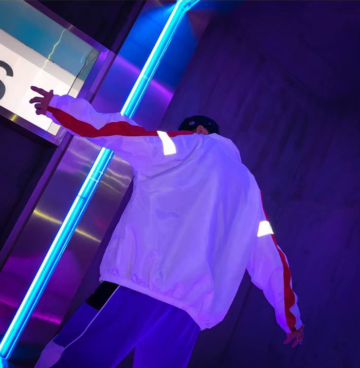 Reflective Jacket with Fluorescent Stripes