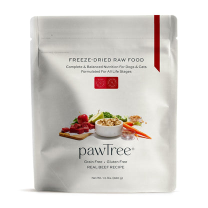 pawTree Freeze-Dried Raw Food for Dogs & Cats. Nutrient-Rich All-Natural Complete & Balanced Nutrition. Real Meat Vegetables & Superfoods Freeze-Dried for Maximum Nutrition (1.5 lbs Beef)