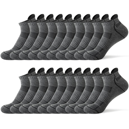JOYNÉE 10 Pairs Mens ankle running socks mens athletic low cut socks with TabGreySock Size:10-13