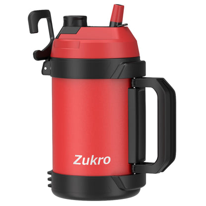 Zukro 1 Gallon Water Jug One Gallon Large Triple Wall Insulated Metal Jug With Straw and Spout No Sweat 128 oz Stainless Steel Sport Water Bottle Keeps Cold 48 Hours for Outdoors Red