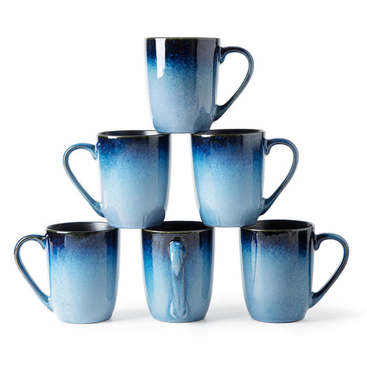 MONITO 14 OZ Coffee Mugs Set of 6 Large Ceramic Coffee Mugs，Modern Coffee Mugs Set with handle for Tea/Latte/Cappuccino/Milk/Cocoa Funny Tea Cups for Office and Home Engagement Gifts…