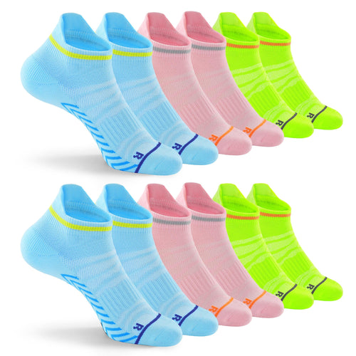 YESGG Running Socks for Women - Running Socks Men Compression Socks for Women Sports Ankle Socks Men Hiking Ankle Socks for Women Blue Green Pink S