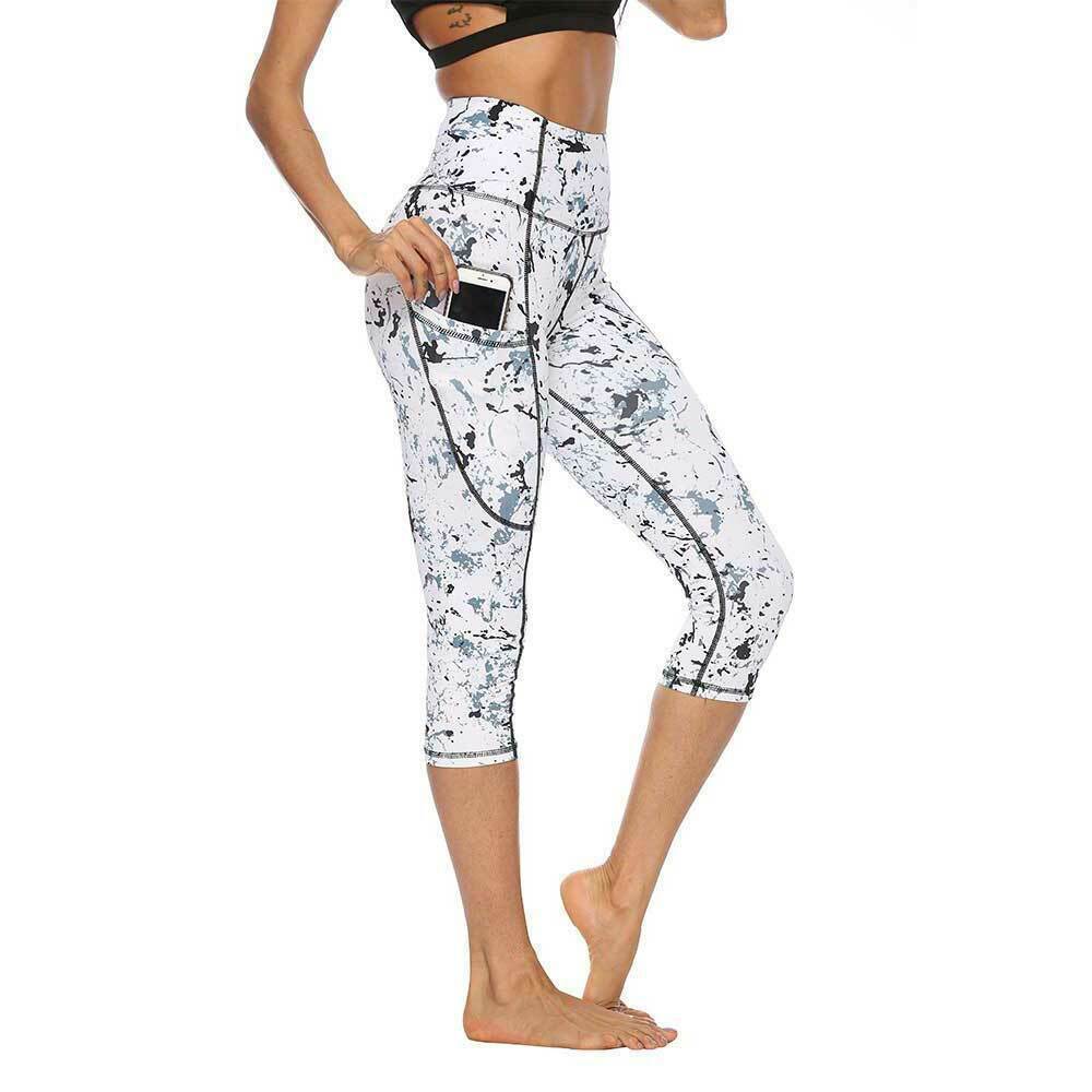 Marble Digital Print Yoga Pants, Stretch Leggings