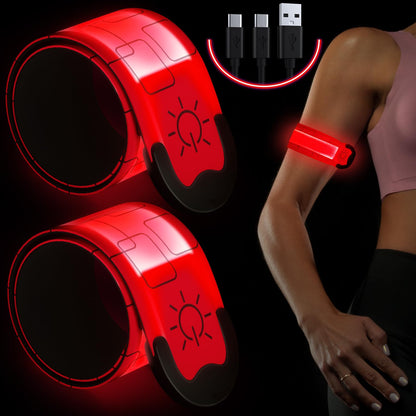 ocuvaep LED Armband for Running (2 Pack) Light Up Armbands Rechargeable Running Lights High Visibility Reflective Running Gear for Running Walking Cycling