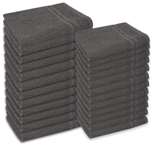 STF Linen 24 Pack Dark Grey Hand Towels 100% Cotton Spa Towels – 16x27 inches Highly Absorbable Facial Towels Gym Towels Hair Towels and Face Towels Bulk Small Towels (Not Bleach Proof)