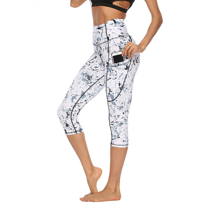 Marble Digital Print Yoga Pants, Stretch Leggings