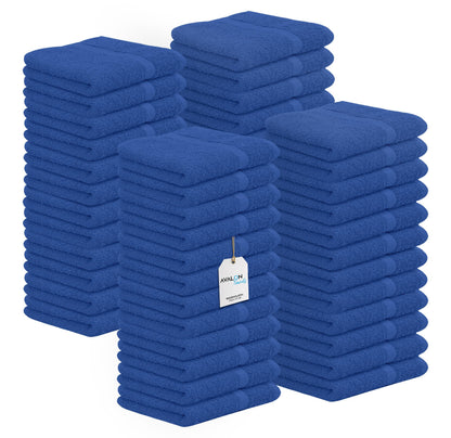 Avalon Towels Cotton Washcloths – (Pack of 48) Size 12x12 Inches 100% Ring Spun Cotton Soft & Absorbent Face Towels Gym Towels Hotel and Spa Quality Reusable Fingertip Towels (Blue)