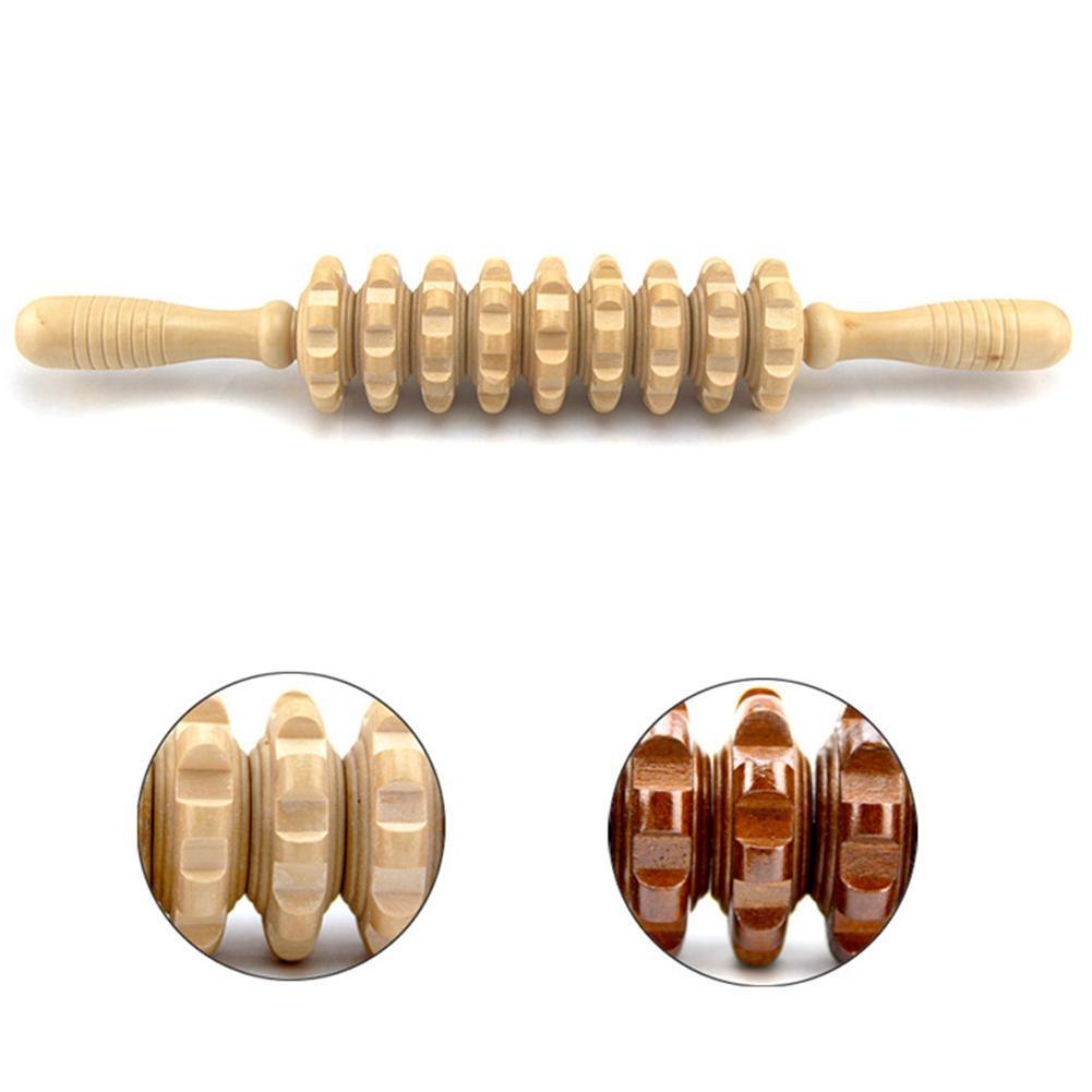Wooden Nine-Wheel Massager with Leg Rollers