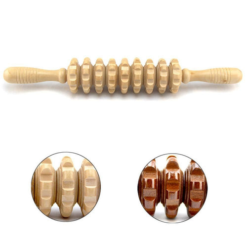 Wooden Nine-Wheel Massager with Leg Rollers