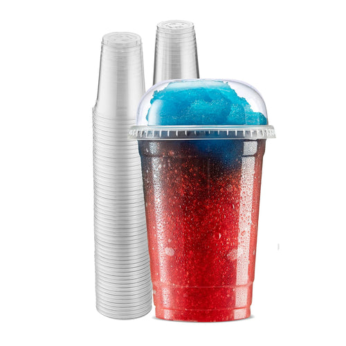 Green Direct Clear Cups With Lids / 10 oz. Clear Plastic Cups with Lids/Clear Disposable Cups/Ice coffee cups & Bubble Boba Tea Cups/Cup with Lid for Cold Drinking & Smoothie Pack of 50