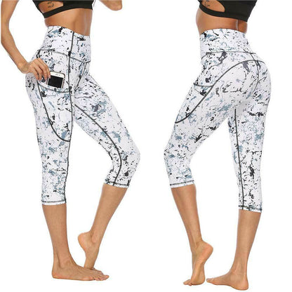 Marble Digital Print Yoga Pants, Stretch Leggings