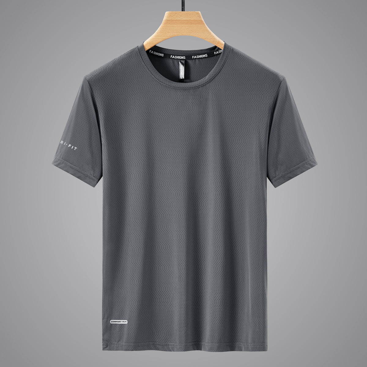 Men's Oversized Round Neck Quick-Dry Sports T-Shirt