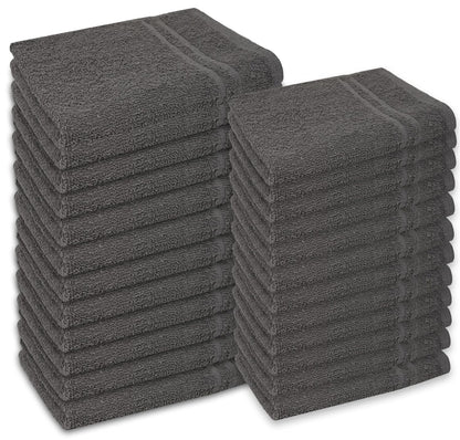 STF Linen 24 Pack Dark Grey Hand Towels 100% Cotton Spa Towels – 16x27 inches Highly Absorbable Facial Towels Gym Towels Hair Towels and Face Towels Bulk Small Towels (Not Bleach Proof)
