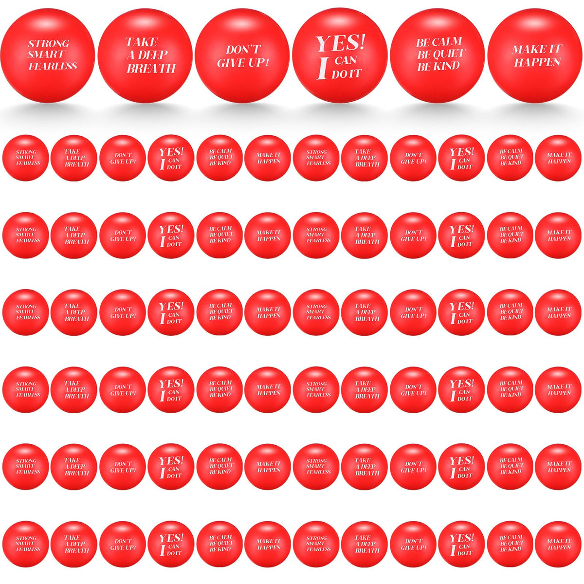 72 Pcs Motivational Stress Balls Colorful Foam Balls Inspirational Stress Relief Balls for Adults Kids Hand Exercise Stress Balls Anxiety Balls Fidget Toys for Motivating Encouraging (Red)