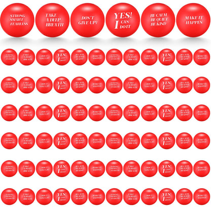 72 Pcs Motivational Stress Balls Colorful Foam Balls Inspirational Stress Relief Balls for Adults Kids Hand Exercise Stress Balls Anxiety Balls Fidget Toys for Motivating Encouraging (Red)