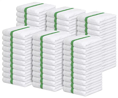 Avalon Towels Terry Bar Mop Towels (Value Pack of 60) Size 16"x19" – Absorbent and Durable Multipurpose Towels Cotton Cleaning Rags Bar Towels Restaurant Towels Reusable Shop Rags (Green)