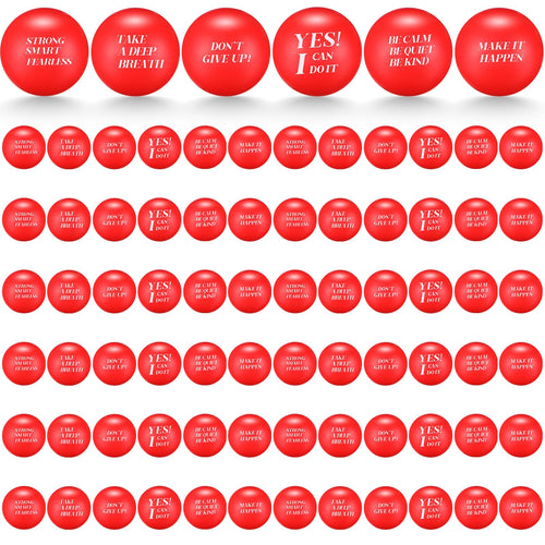 72 Pcs Motivational Stress Balls Colorful Foam Balls Inspirational Stress Relief Balls for Adults Kids Hand Exercise Stress Balls Anxiety Balls Fidget Toys for Motivating Encouraging (Red)