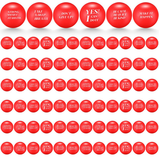 72 Pcs Motivational Stress Balls Colorful Foam Balls Inspirational Stress Relief Balls for Adults Kids Hand Exercise Stress Balls Anxiety Balls Fidget Toys for Motivating Encouraging (Red)