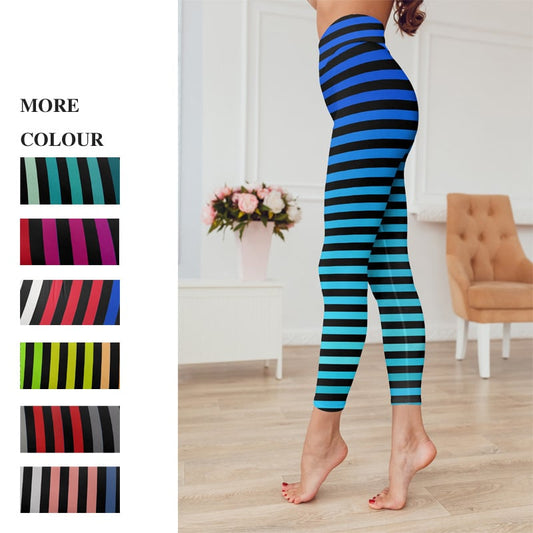 Striped Contrast Color Women's Yoga Pants Leggings