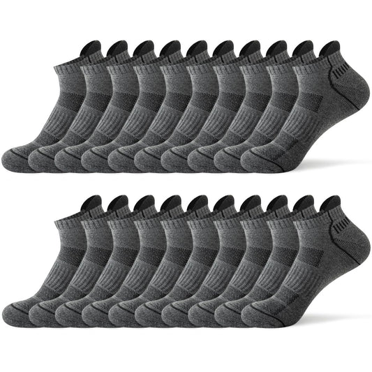 JOYNÉE 10 Pairs Mens ankle running socks mens athletic low cut socks with TabGreySock Size:10-13