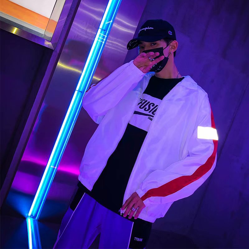 Reflective Jacket with Fluorescent Stripes