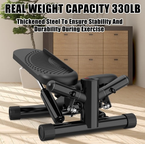 Steppers For Exercise - Mini Stair Stepper Machine With Resistance Bands 330lbs Twist Stepper Portable Exercise Equipment For Full Body Workout-Black