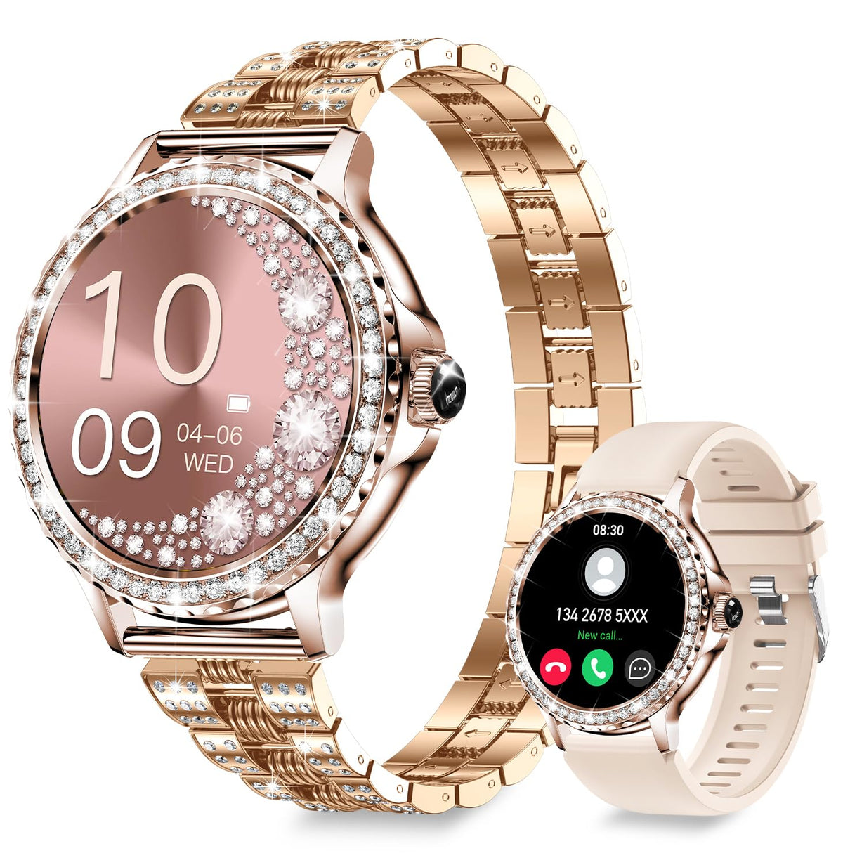 Women's Diamond Smartwatch — Fitness Tracker with Heart Rate & SpO2