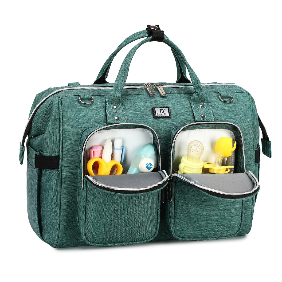Diaper Bag Totes with Changing Pad & Stroller Straps Large Portable Newborn Baby Bags Unisex and Stylish Travel Diaper Backpacks for Mom and Dad (Green)