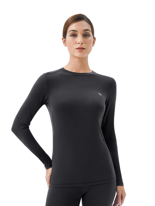 TEKPLORE Smart Thermal Shirts Womens - Long Sleeve Shirt Base Layer with Temperature Control for Running Workout Gear Grey Large