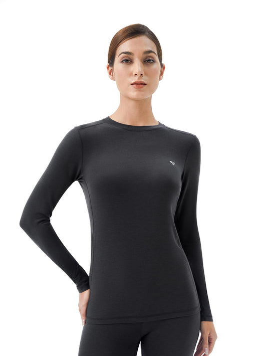 TEKPLORE Smart Thermal Shirts Womens - Long Sleeve Shirt Base Layer with Temperature Control for Running Workout Gear Grey Large