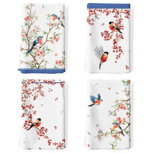 Arquiel Watercolor Bird Flowers Tea Towels 100% Cotton Kitchen Towel Set 20×27.5inch Multi-Purpose Quick Dry Dish Towels Dishcloths Hand Towels Bar Towels(Set of 4)