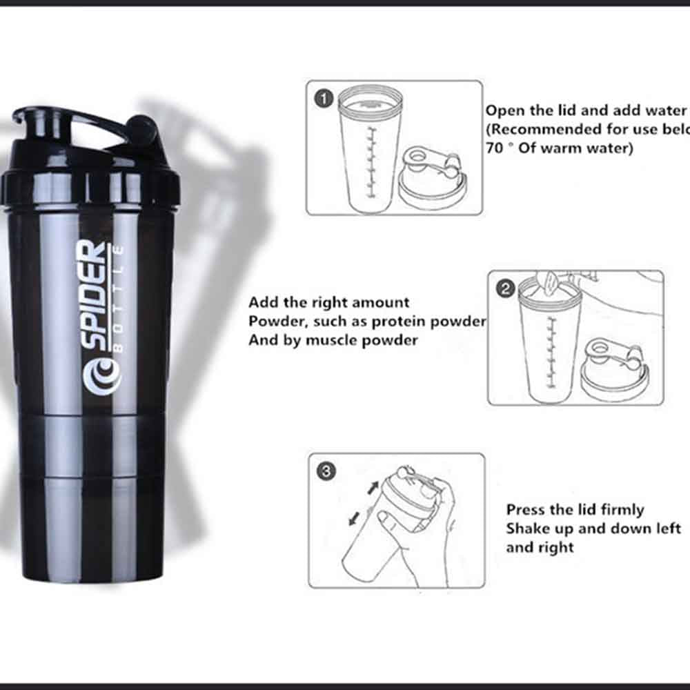 Three-Tier Protein Shaker Bottle for Fitness (Multifunctional)