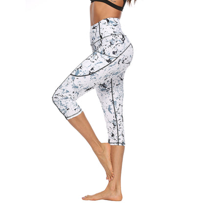 Marble Digital Print Yoga Pants, Stretch Leggings