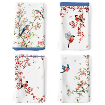 Arquiel Watercolor Bird Flowers Tea Towels 100% Cotton Kitchen Towel Set 20×27.5inch Multi-Purpose Quick Dry Dish Towels Dishcloths Hand Towels Bar Towels(Set of 4)